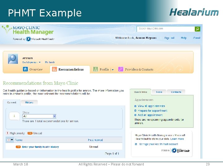 PHMT Example March 18 All Rights Reserved – Please do not forward 23 