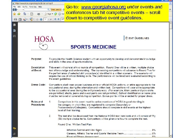 Go to: www. georgiahosa. org under events and conferences tab hit competitive events –