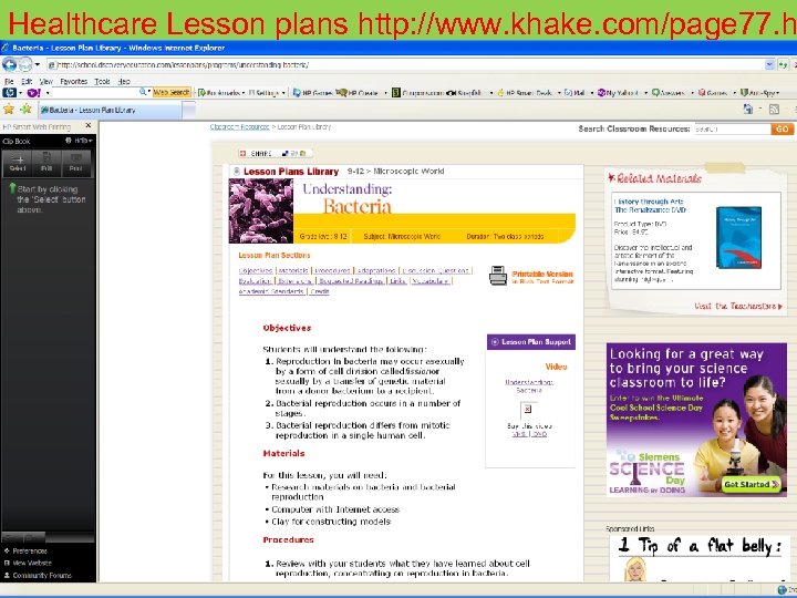 Healthcare Lesson plans http: //www. khake. com/page 77. h 