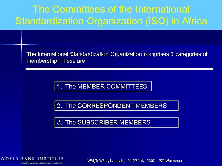 The Committees of the International Standardization Organization (ISO) in Africa The International Standardization Organization