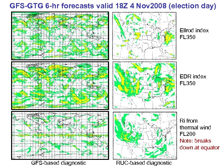 GFS-GTG 6 -hr forecasts valid 18 Z 4 Nov 2008 (election day) Ellrod index