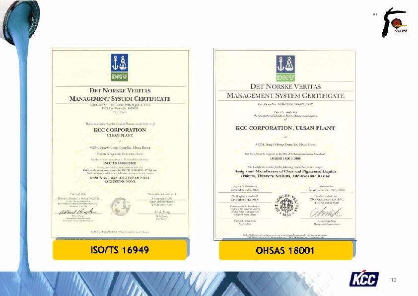 111501 -001 ISO/TS 16949 OHSAS 18001 13 