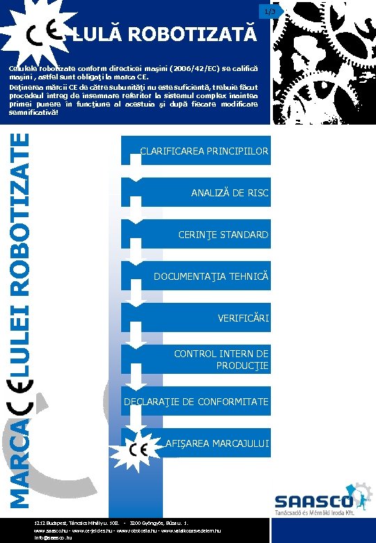 1/3 LULĂ ROBOTIZATĂ MARCA CELULEI ROBOTIZATE Celulele robotizate conform directicei maşini (2006/42/EC) se califică