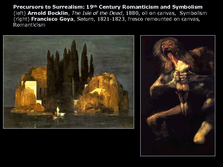 Precursors to Surrealism: 19 th Century Romanticism and Symbolism (left) Arnold Bocklin, The Isle