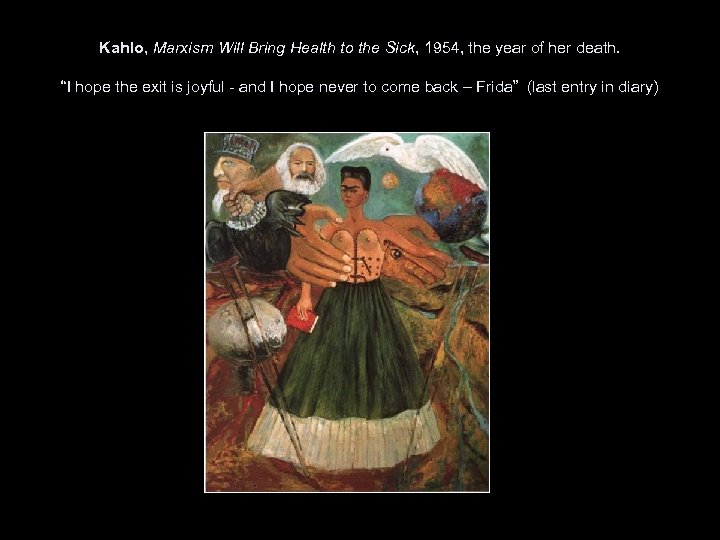 Kahlo, Marxism Will Bring Health to the Sick, 1954, the year of her death.
