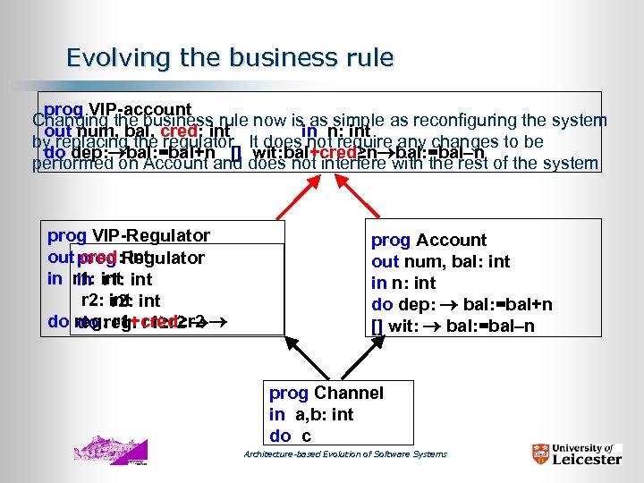 Evolving the business rule prog VIP-account Changing the business rule now is as simple