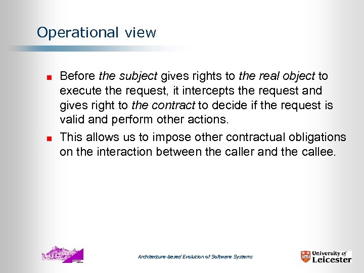 Operational view Before the subject gives rights to the real object to execute the
