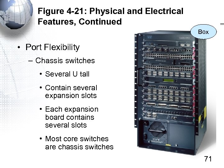 Figure 4 -21: Physical and Electrical Features, Continued Box • Port Flexibility – Chassis
