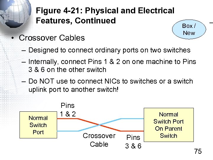Figure 4 -21: Physical and Electrical Features, Continued • Crossover Cables Box / New
