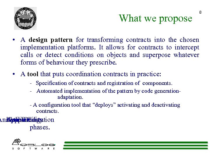 What we propose • A design pattern for transforming contracts into the chosen implementation