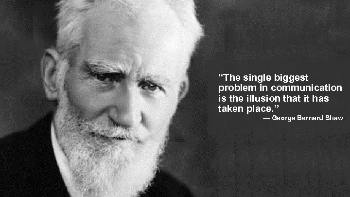 “The single biggest problem in communication is the illusion that it has taken place.