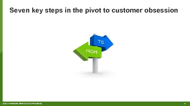 Seven key steps in the pivot to customer obsession Product-centric © 2017 FORRESTER. REPRODUCTION