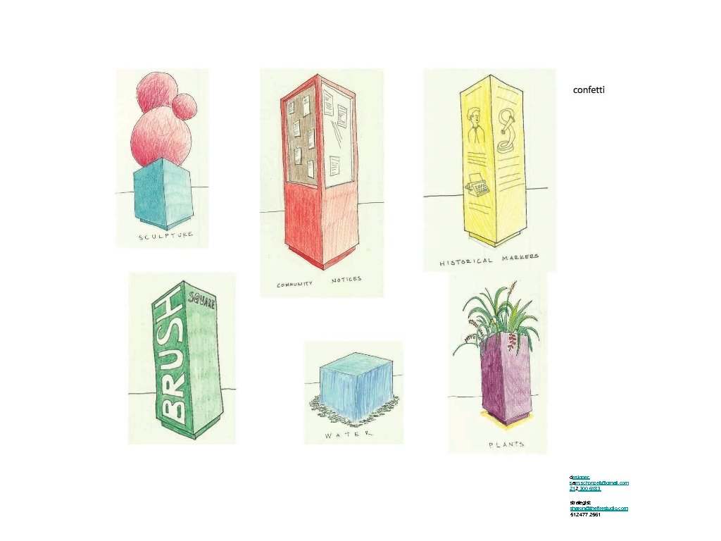 designer: sam. schonzeit@gmail. com 212 300 6183 strategist: sharon@thefirestudio. com 512 477 2561 