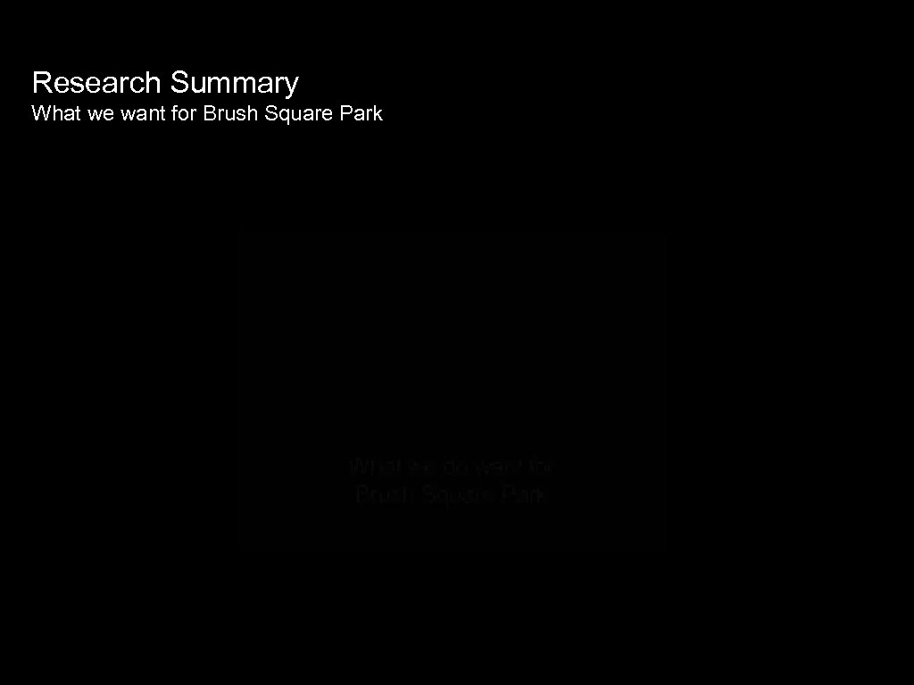 Research Summary What we want for Brush Square Park 