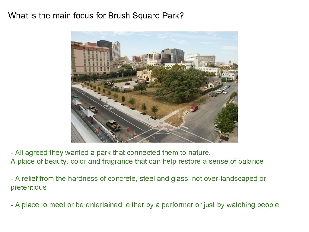 What is the main focus for Brush Square Park? - All agreed they wanted