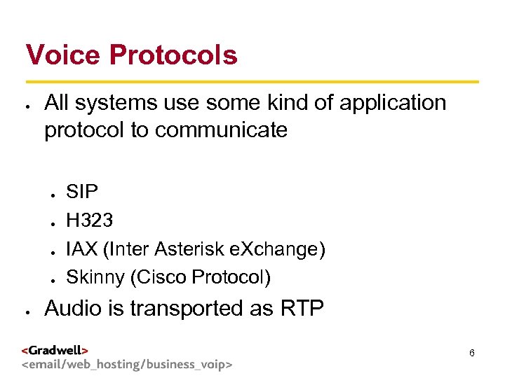 Voice Protocols > All systems use some kind of application protocol to communicate g