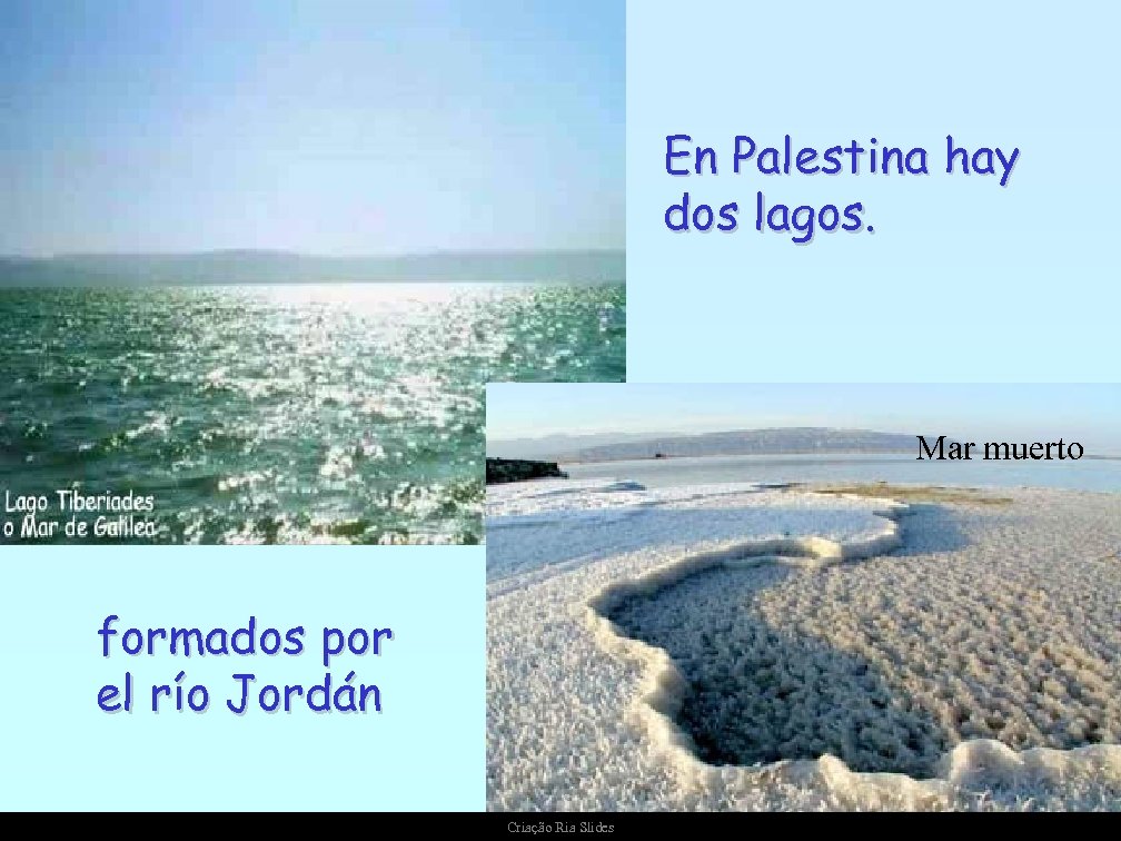 En Palestina hay dos lagos. Mar muerto formados por el río Jordán Criação Ria