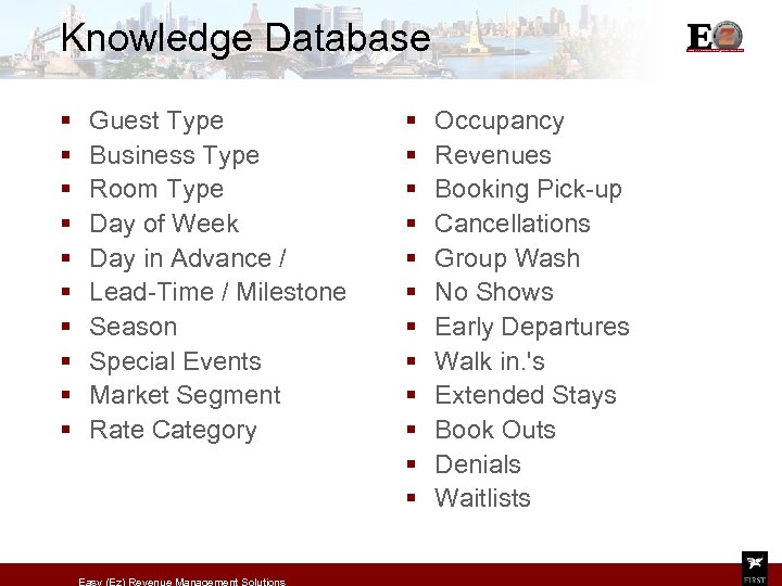 Knowledge Database § § § § § Guest Type Business Type Room Type Day