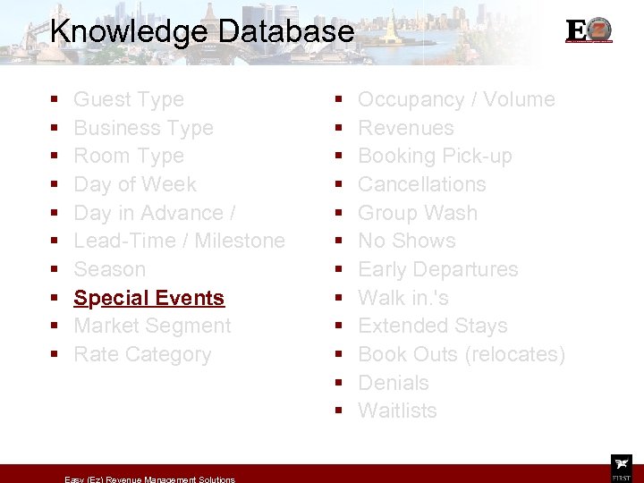 Knowledge Database § § § § § Guest Type Business Type Room Type Day