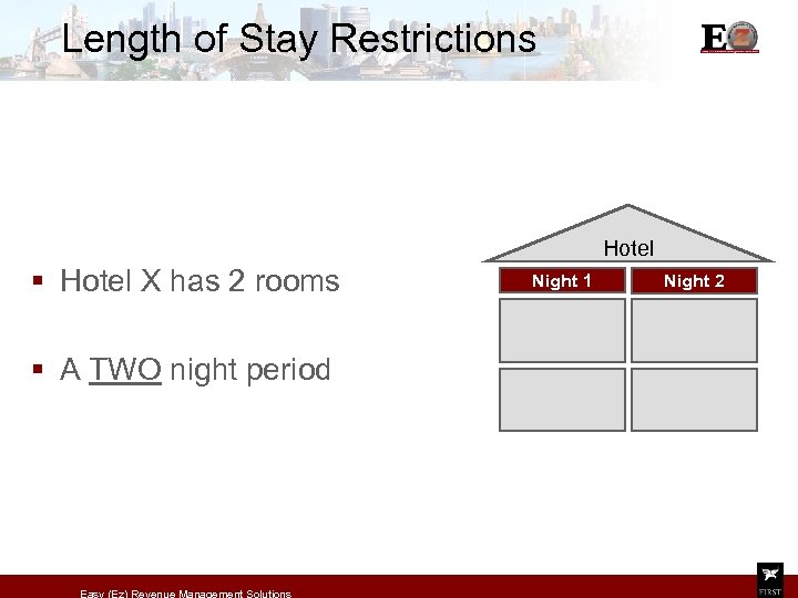 Length of Stay Restrictions Hotel § Hotel X has 2 rooms § A TWO