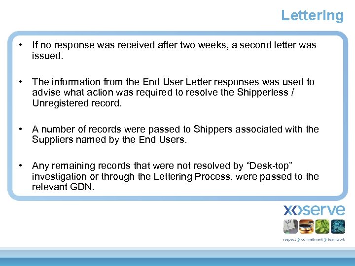 Lettering • If no response was received after two weeks, a second letter was