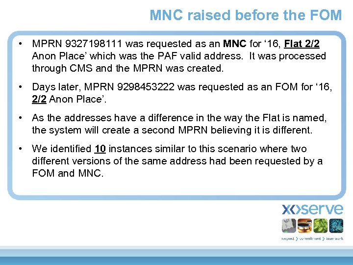 MNC raised before the FOM • MPRN 9327198111 was requested as an MNC for