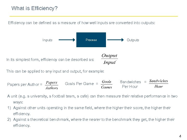 What is Efficiency? Efficiency can be defined as a measure of how well inputs