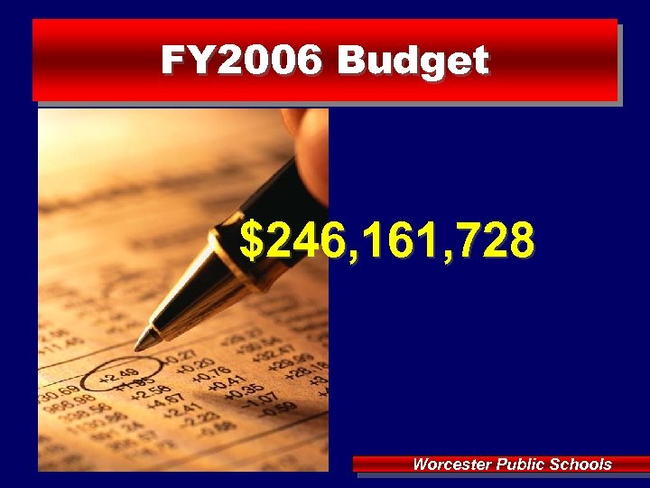 FY 2006 Budget $246, 161, 728 Worcester Public Schools 