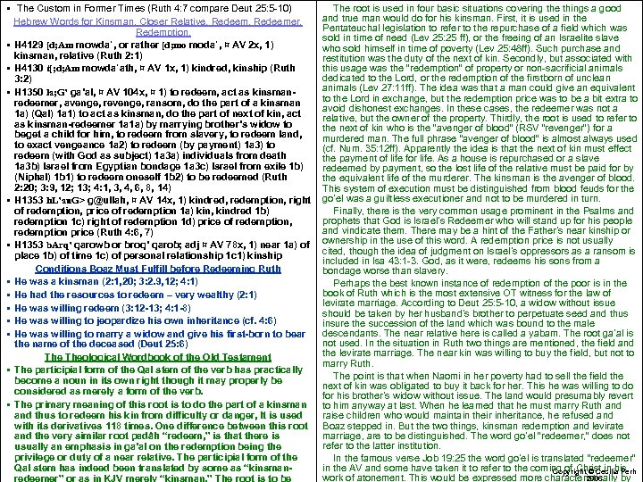  • The Custom in Former Times (Ruth 4: 7 compare Deut 25: 5