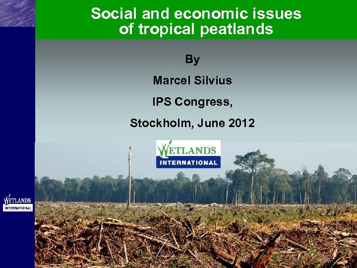 Social and economic issues of tropical peatlands By Marcel Silvius IPS Congress, Stockholm, June