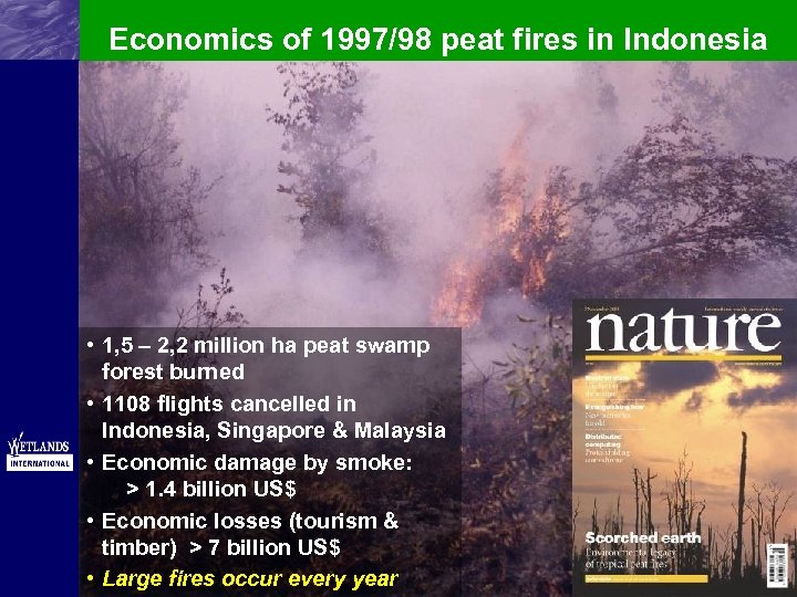 Economics of 1997/98 peat fires in Indonesia • 1, 5 – 2, 2 million