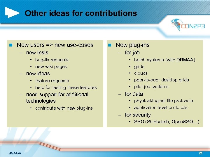 Other ideas for contributions n New users => new use-cases – new tests •