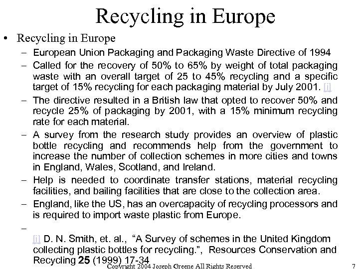 Recycling in Europe • Recycling in Europe – European Union Packaging and Packaging Waste