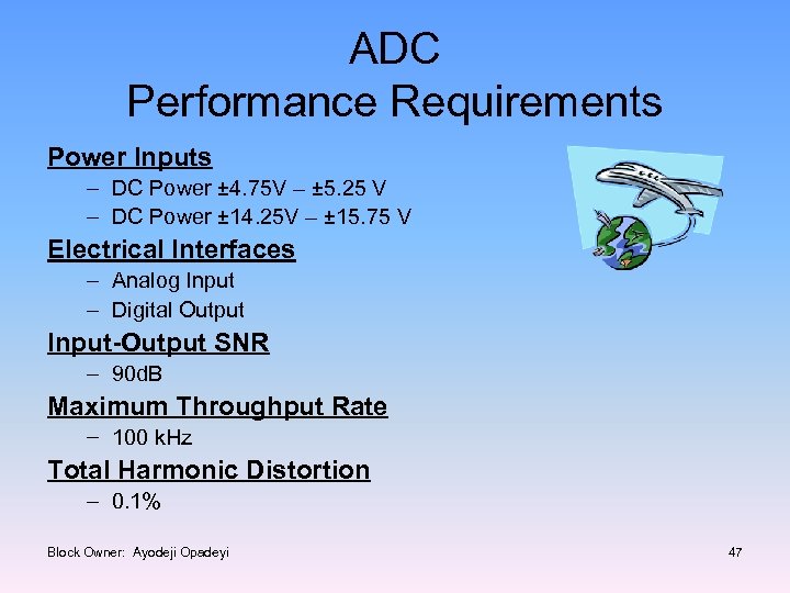ADC Performance Requirements Power Inputs – DC Power ± 4. 75 V – ±