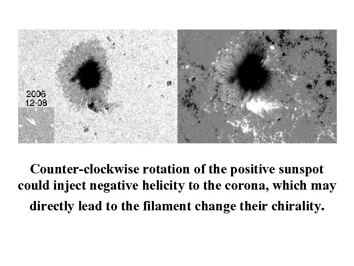 Counter-clockwise rotation of the positive sunspot could inject negative helicity to the corona, which