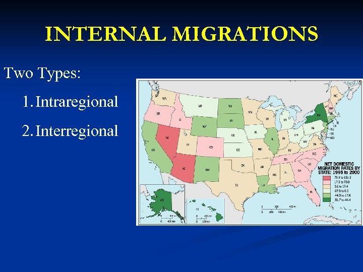 INTERNAL MIGRATIONS Two Types: 1. Intraregional 2. Interregional 