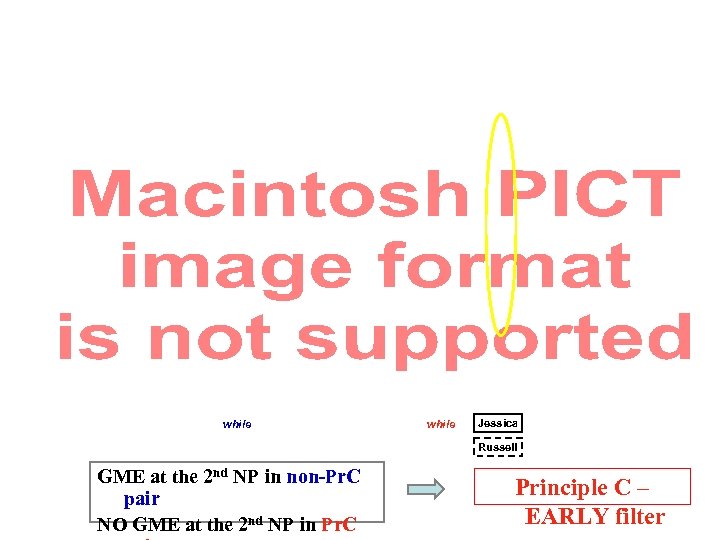 while Jessica Russell GME at the 2 nd NP in non-Pr. C pair NO