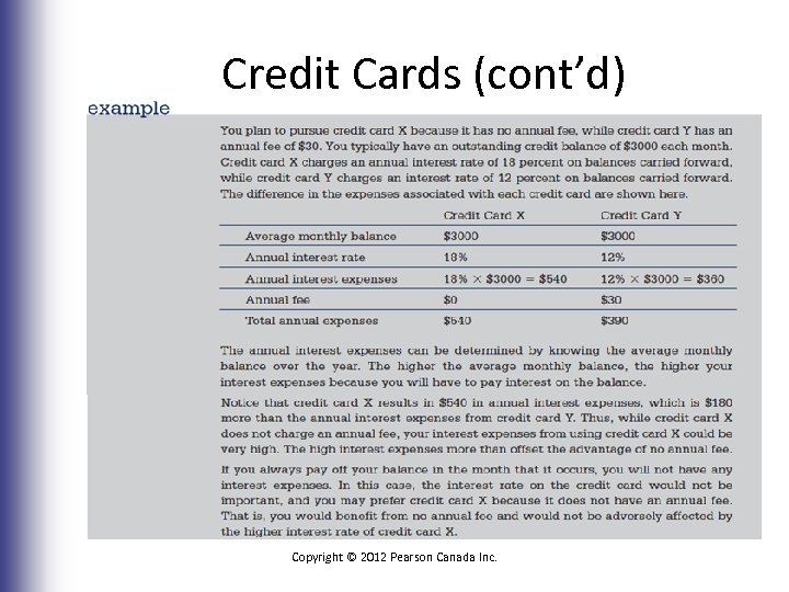 Credit Cards (cont’d) Copyright © 2012 Pearson Canada Inc. 6 -28 