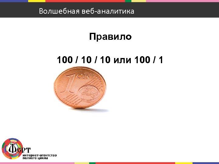 Волшебная веб-аналитика Правило 100 / 10 или 100 / 1 