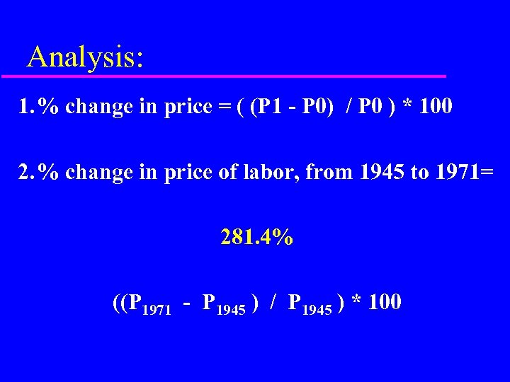 Analysis: 1. % change in price = ( (P 1 - P 0) /