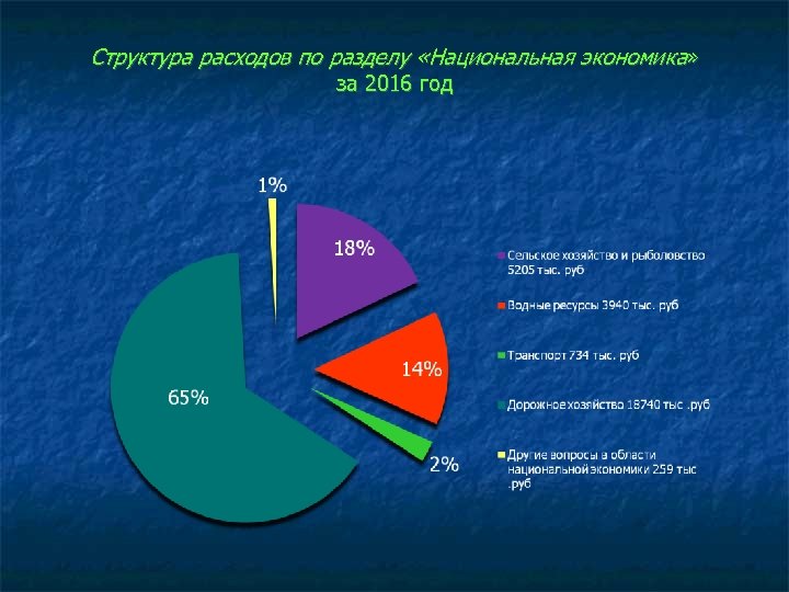 Структура расходов по разделу «Национальная экономика» за 2016 год 
