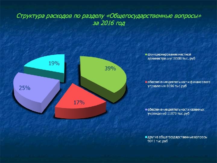 Структура расходов по разделу «Общегосударственные вопросы» за 2016 год 
