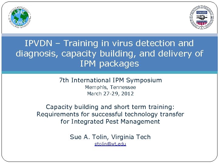 IPVDN – Training in virus detection and diagnosis, capacity building, and delivery of IPM