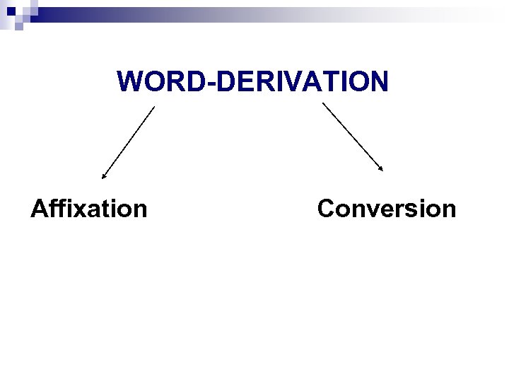WORD-DERIVATION Affixation Conversion 