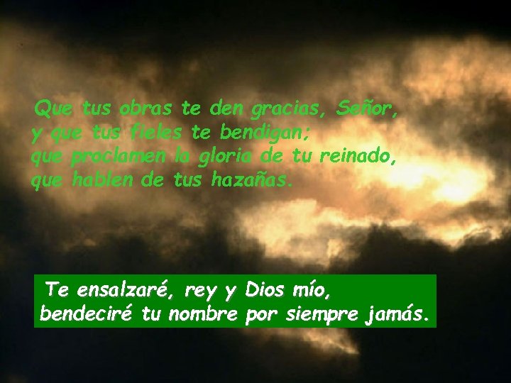 Que tus obras te den gracias, Señor, y que tus fieles te bendigan; que