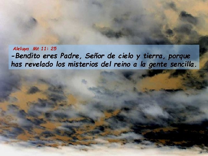 Aleluya Mt 11: 25 -Bendito eres Padre, Señor de cielo y tierra, porque has