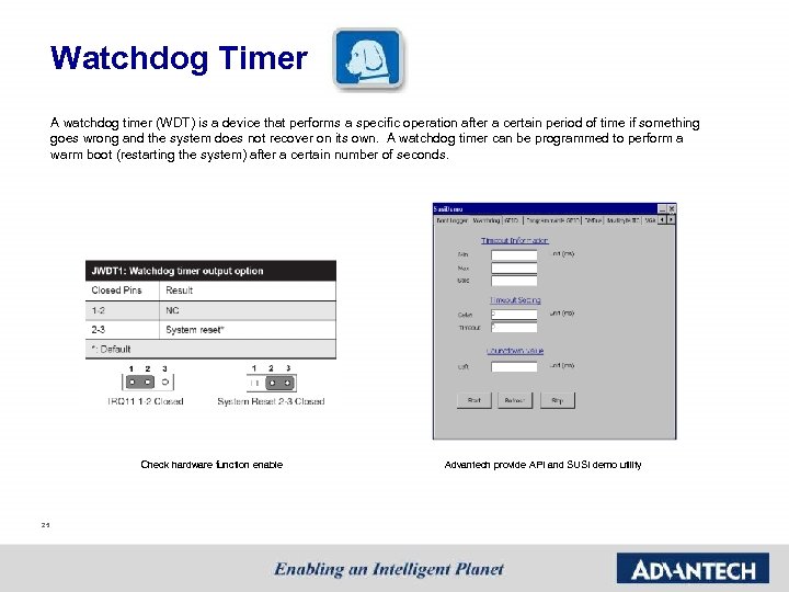 Watchdog Timer A watchdog timer (WDT) is a device that performs a specific operation