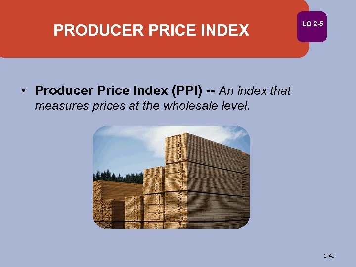 PRODUCER PRICE INDEX LO 2 -5 • Producer Price Index (PPI) -- An index