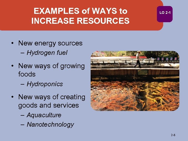 EXAMPLES of WAYS to INCREASE RESOURCES LO 2 -1 • New energy sources –