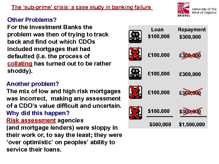 The ‘sub-prime’ crisis: a case study in banking failure Other Problems? For the Investment